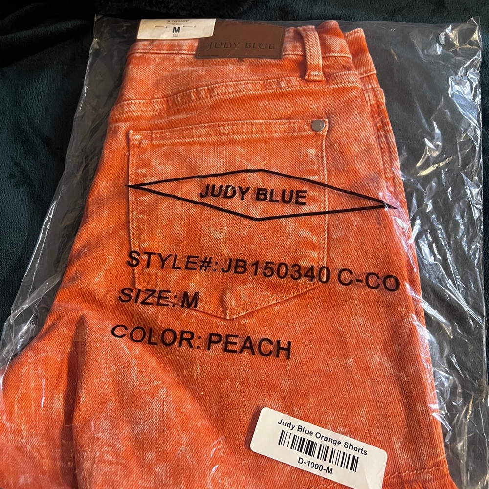 Judy Blue Orange Peach Shorts raw hem